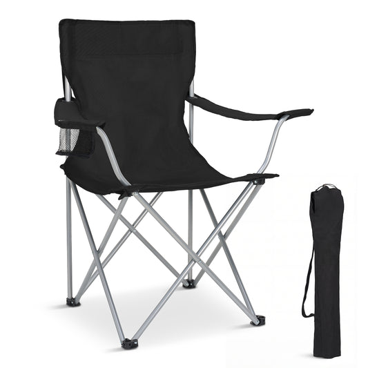 Trvlmore Kampeerstoel Basic – Zwart – 88 x 50 x 83 cm – Inklapbaar – 120 kg draagvermogen