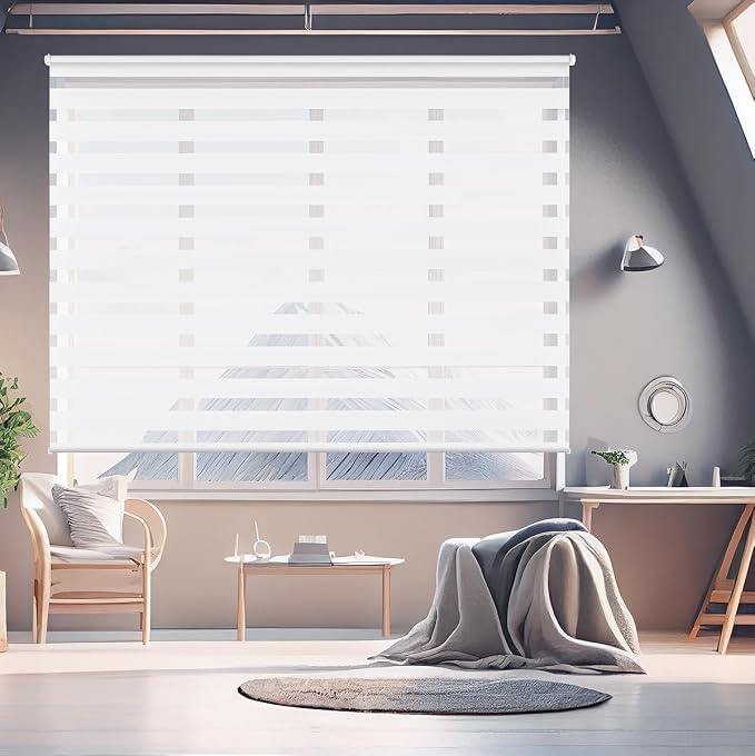 Sekey Duo Rolgordijn - Wit - 50 x 130 cm - Zonder Boren - Verstelbare Lichtinval - UV-bescherming - Kettingbediening