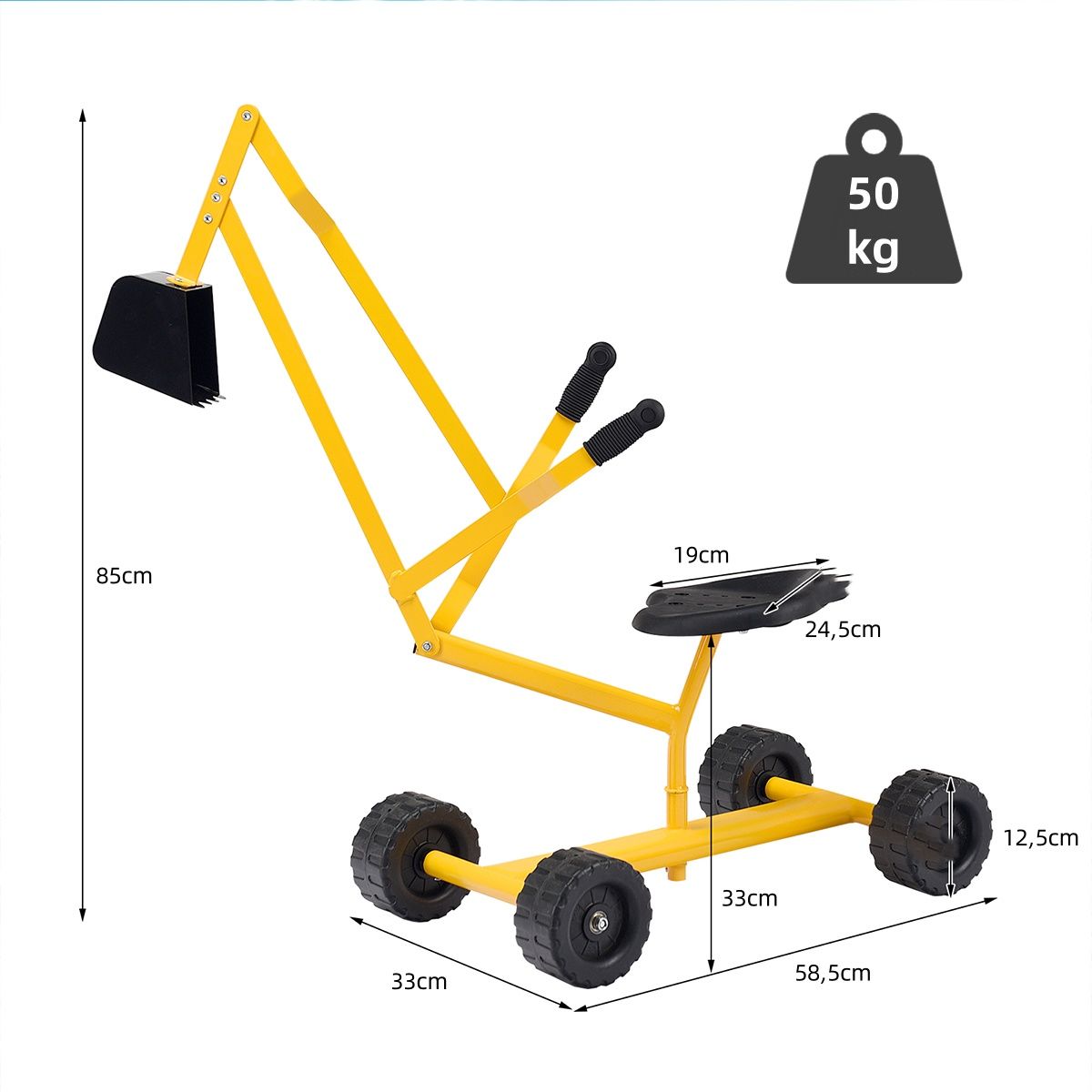 Coast Graafmachine voor kinderen - 360° draaibare stoel - Metalen frame - Geel