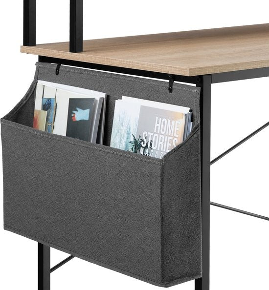 tectake® - Bureau Everett - 80 cm breed - computertafel - met plank en organizer - lichtbruin – 404663