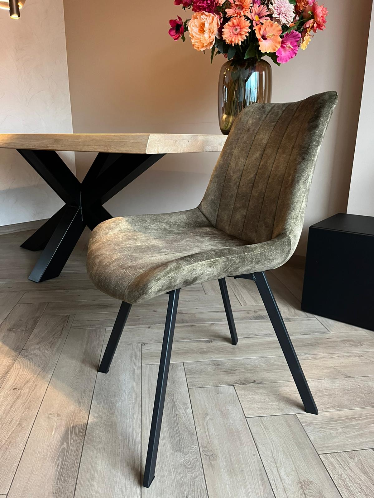 Meubel31 Riva Eetkamerstoelen – Duopack – Luxe Velvet – Metaal Frame – Groen
