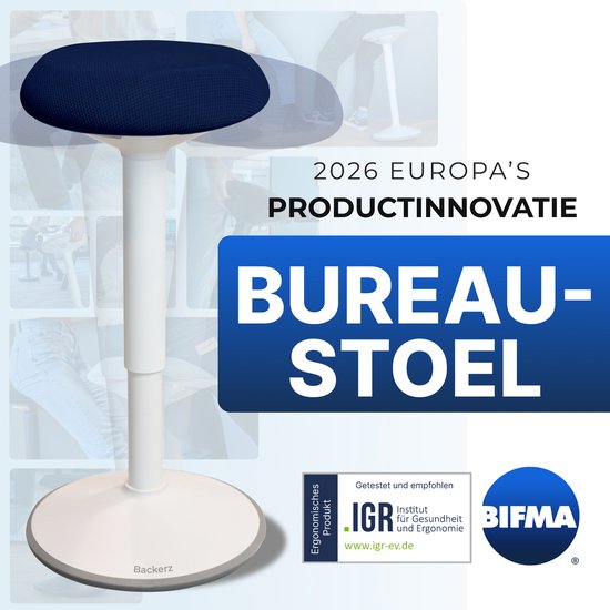Backerz Wiebelkruk - Ergonomische Wiebel Stoel hoogte 55-80cm - Balanskruk - Zit Sta kruk - Zadelkruk Blauw