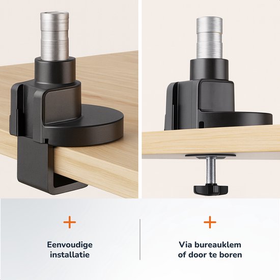 Skoov Monitorarm met gasveer - Voor 13 tot 57 Inch - 27KG draagkracht - Breedbeeldscherm - Beugel voor 1 scherm - Monitor - Stand - Zwart