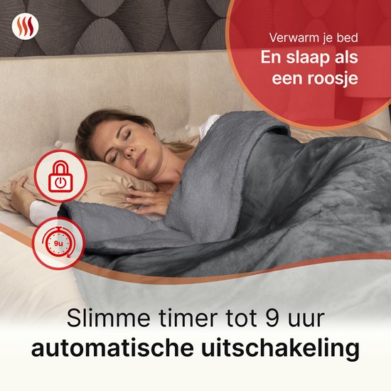 Seranova Elektrische Deken - Extra Warmtedraden - Premium Model - 160x120 cm - 1 Persoons Warmtedeken - Dubbelzijdig Fleece Sherpa - Antraciet