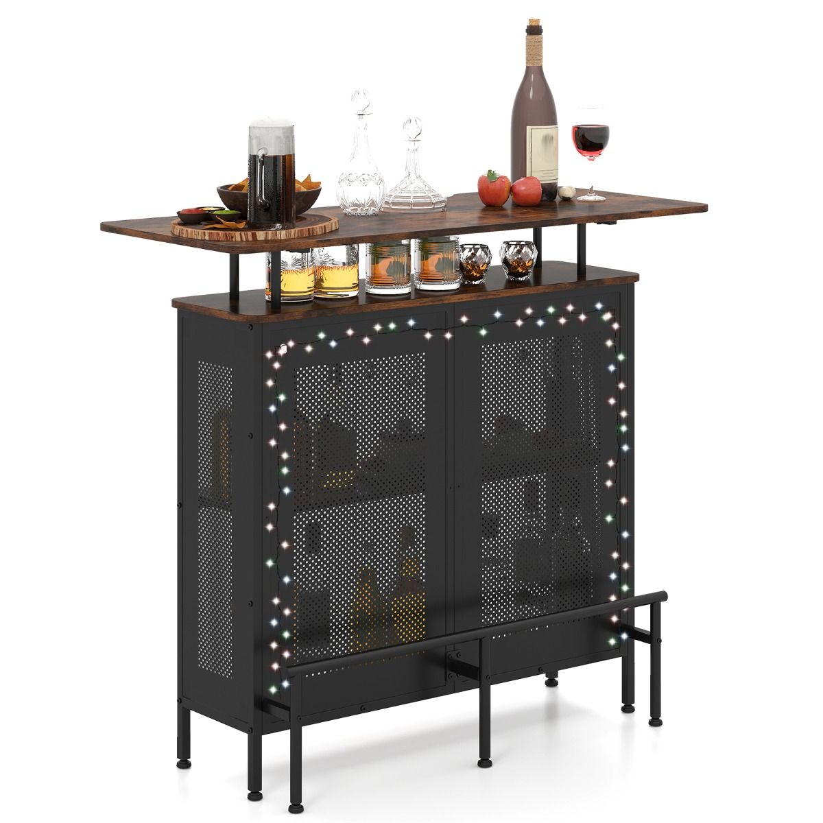 Coast Bartafel met opbergruimte - metalen frame - verstelbare poten - bruin en zwart