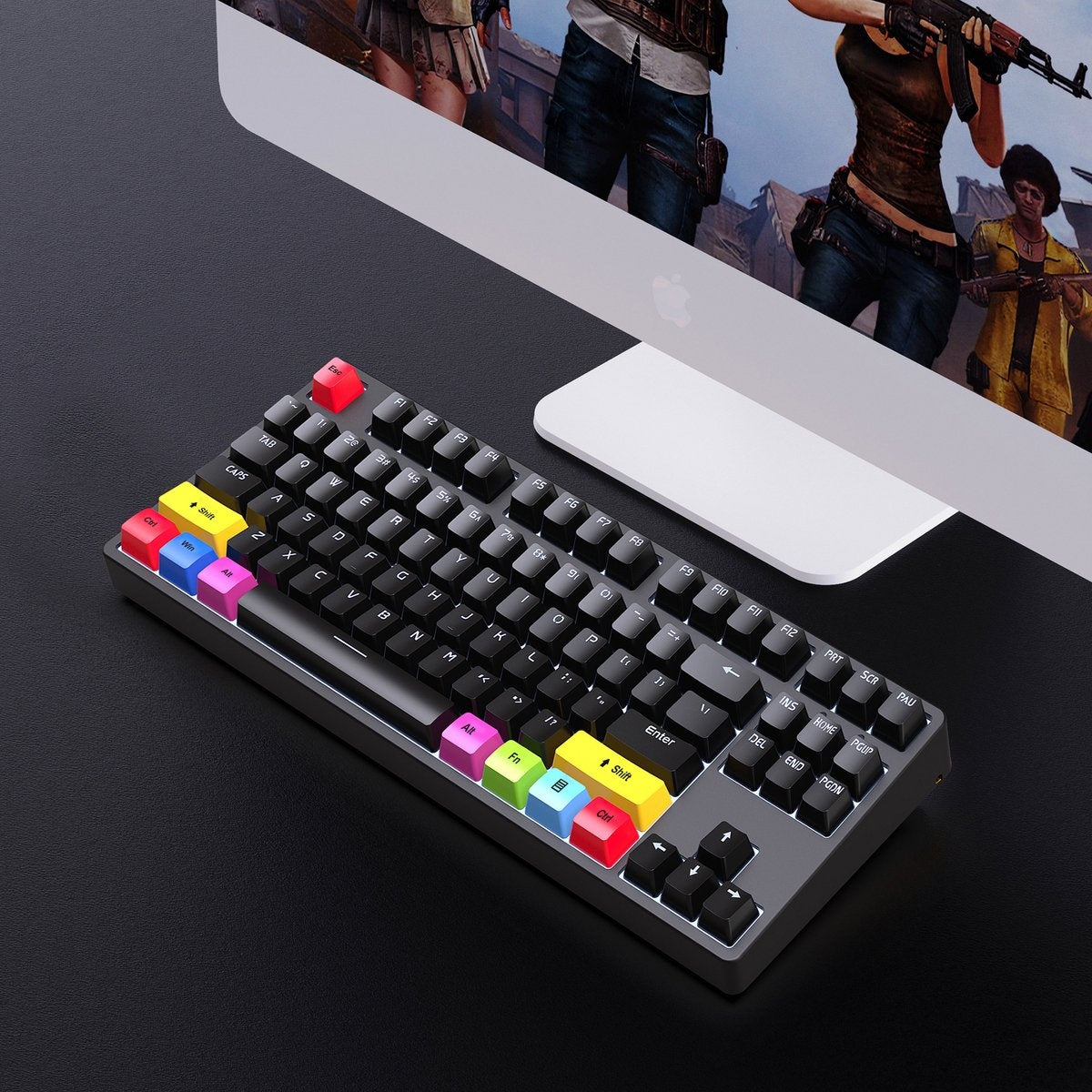 HXSJ L600 Bedraad Mechanisch Gaming Toetsenbord - QWERTY - 87 Toetsen - Rode Schakelaar - Zwart