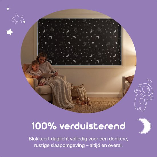 Lunae Draagbaar Verduisteringsgordijn met Zuignappen - 200x130cm - Verduisteringsdoek Zwart - 100% Verduisterende Blackout Curtain - Alternatief voor verduisterend raamfolie - Verduisterende Gordijnen