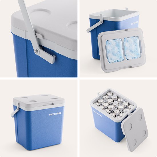 TRVLMORE Koelbox 26L - 65 Uur Koeling - Frigobox - Inclusief 2 Koelelementen - Blauw