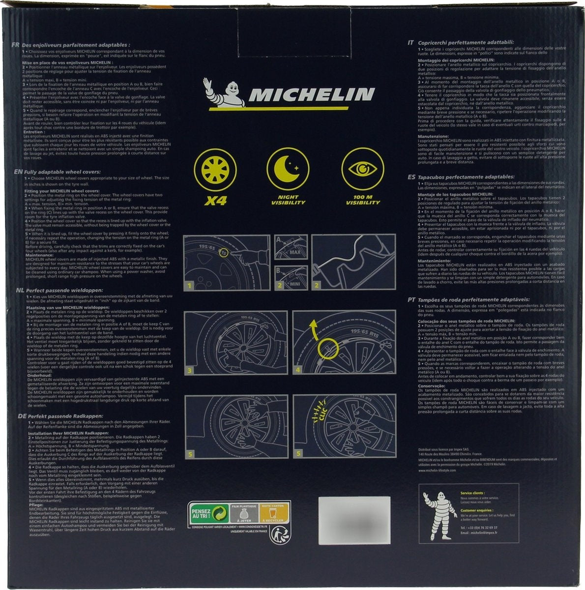 Michelin Wieldoppen 14 inch - zilver/zwart - 4 stuks