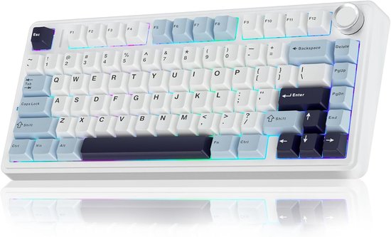 EPOMAKER x AULA F75 - Licht Blauw - Mechanisch Draadloos Toetsenbord - RGB - 75% - Qwerty - Gaming Keyboard - Reaper Switch