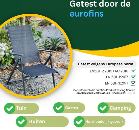 Albatros Aruba Tuinstoelen Set van 2 - Opvouwbare Tuinstoelen met Robuust Metalen Frame en Hoog Draagvermogen - Comfortabele Opvouwbare Stoelen ook als Terrasstoelen of Balkonstoelen