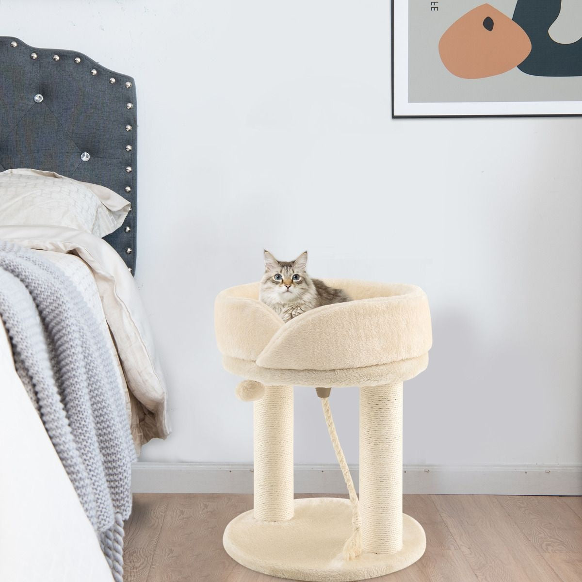 Coast Cat Tree Cat krabpaal met zachte stoel sistale toren voor katten beige