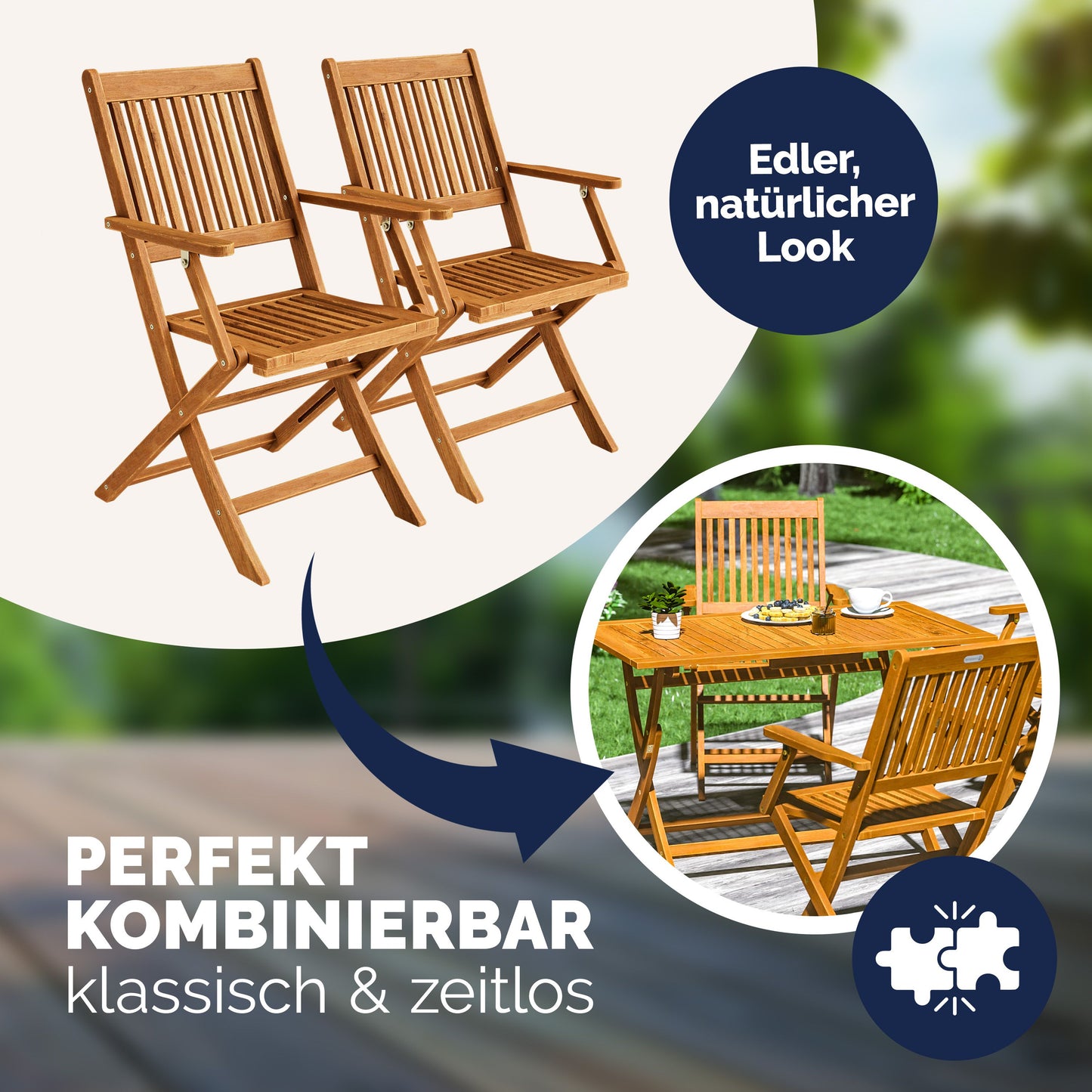 Casaria Tuinstoelen Sydney Set van 2 – Acaciahout – 92 x 54 x 59 cm – Bruin