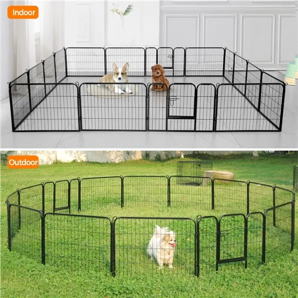 Yaheetech Puppyren - 16-delig - 60 cm - Met 2 Deuren - Zwart