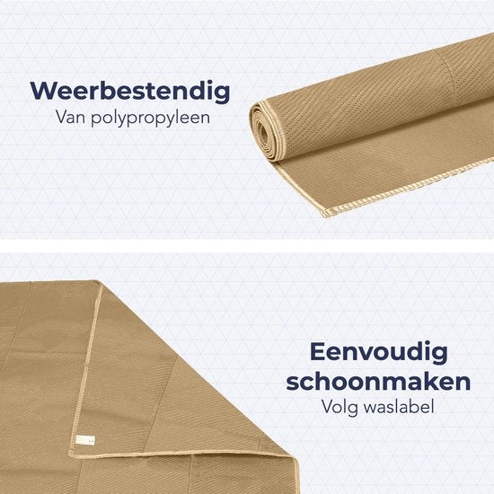 LifeGoods Buitenkleed - 152x230CM - Vloerkleed - Tuintapijt - Buitentapijt - Incl. Draagtas - Beige