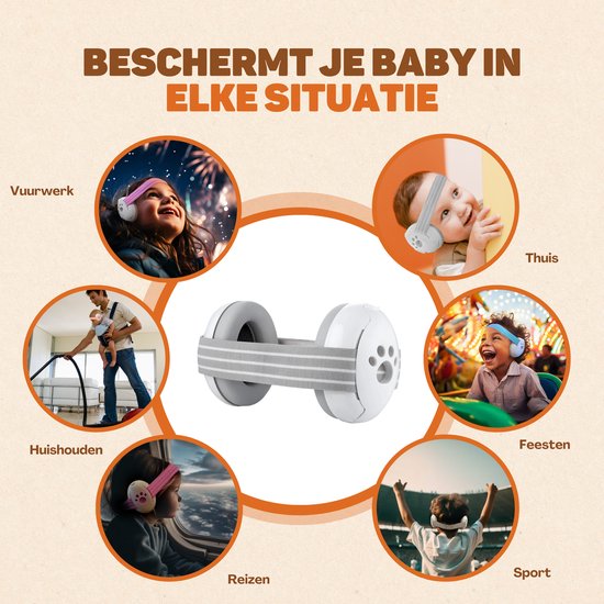 Vulpes Goods® BabyCare Gehoorbescherming – Baby & Peuter Oorkappen – 25 dB – Incl. 3 Hoofdbanden & Tas