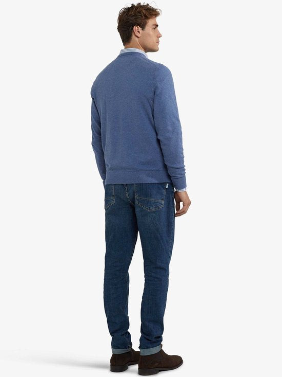 McGregor Trui Merinowol V-Hals Vintage Blauw - Maat 3XL - Heren - Pullovers