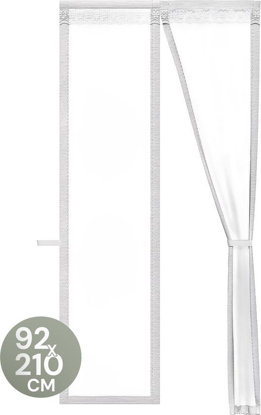 O'DADDY® Deurgordijn Deluxe FIBER - Magnetisch Vliegengordijn - Voor Nieuwbouw en Standaard Deuren - Eenvoudige Installatie - Deurhor Wit - 92x210 cm
