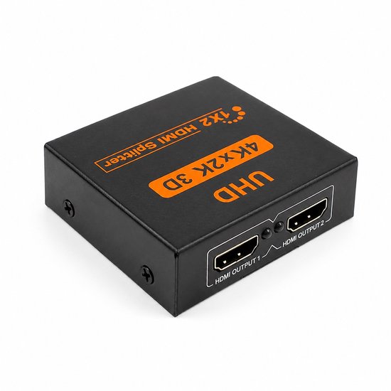 HDMI Splitter 1 in 2 uit - HDMI Verdeler met Beeld Dupliceren - 1 HDMI Ingang naar 2 HDMI Uitgangen - 4K HDMI Splitter voor TV, Monitor en Beamer - Plug & Play - Compacte HDMI Adapter Zwart