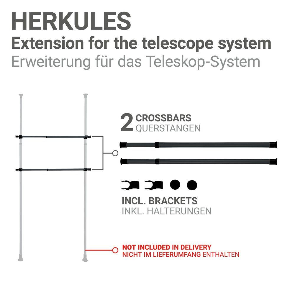 WENKO Herkules Kledingstangen Zwart - 2-Delig - Verstelbaar 75-120 cm