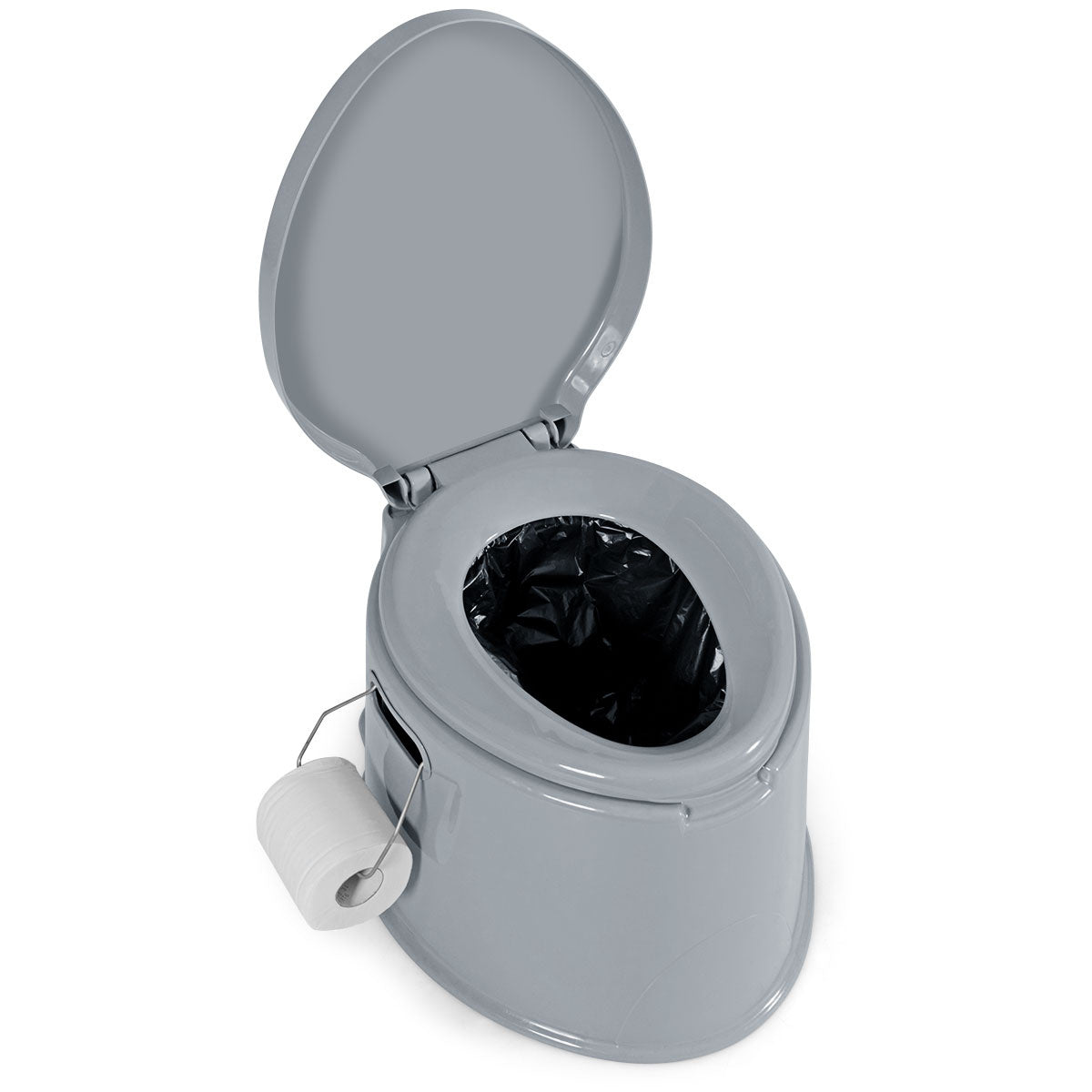 Coast Draagbare Toiletpot voor op Reis - Uitneembare Binnenemmer - Toiletpapierhouder - 41 x 49 x 34 cm - Grijs