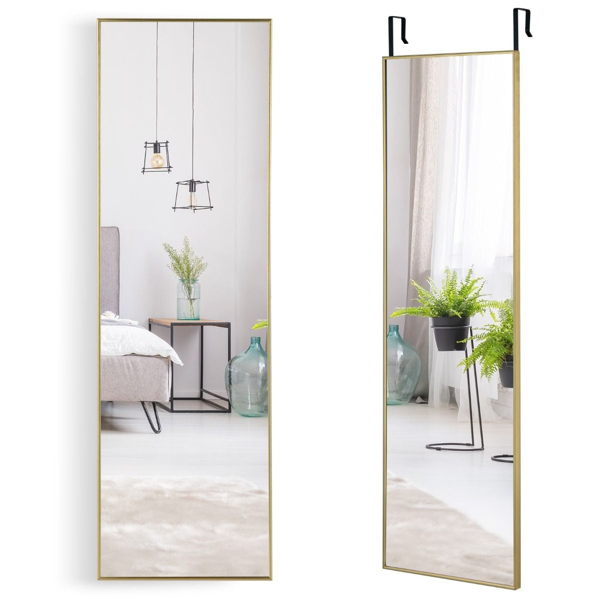 Coast 37 x 120 cm Volledig lichaamsniveau met hoogte -verstelbare hanghaken wandspiegel Golden