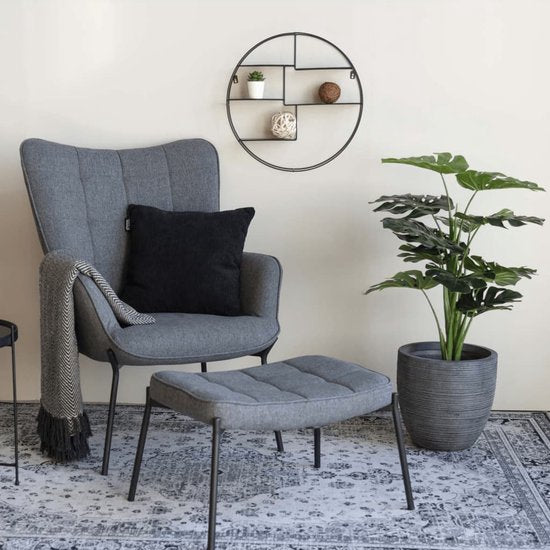 Genk Wandplank Rond - Zwart Staal - Ø47 cm - Diepte 10 cm - Moderne Design Wandplank