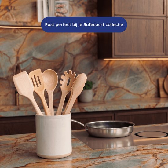 Safecourt Kitchen 5 delige houten spatelset [100% vrij van microplastics] - FSC-gecertificeerd berkenhout