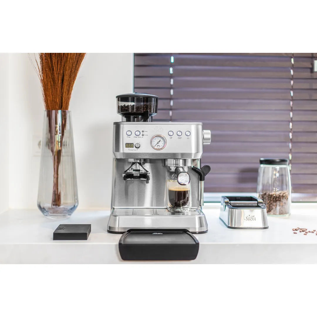 Solis Grind & Infuse Perfetta 1019 - Espressomachine met Antistatische Koffiemolen - 40 x 30 x 38 cm - Zilver