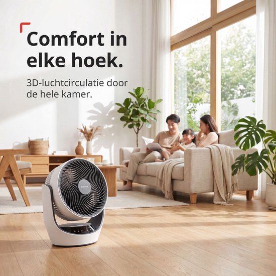 SwitchBot 22dB Draadloze Tafelventilator - Fluisterstille Oplaadbare USB Ventilator met App en Afstandsbediening - Stille Bureau Luchtcirculatie - 4 Standen & Timer - Wit