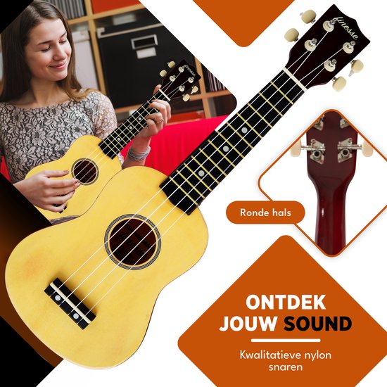 Finesse Ukelele - Starterset - 21" - Ukulele - Speelgoed Gitaar - Kind - Muziekinstrument - Houtkleurig