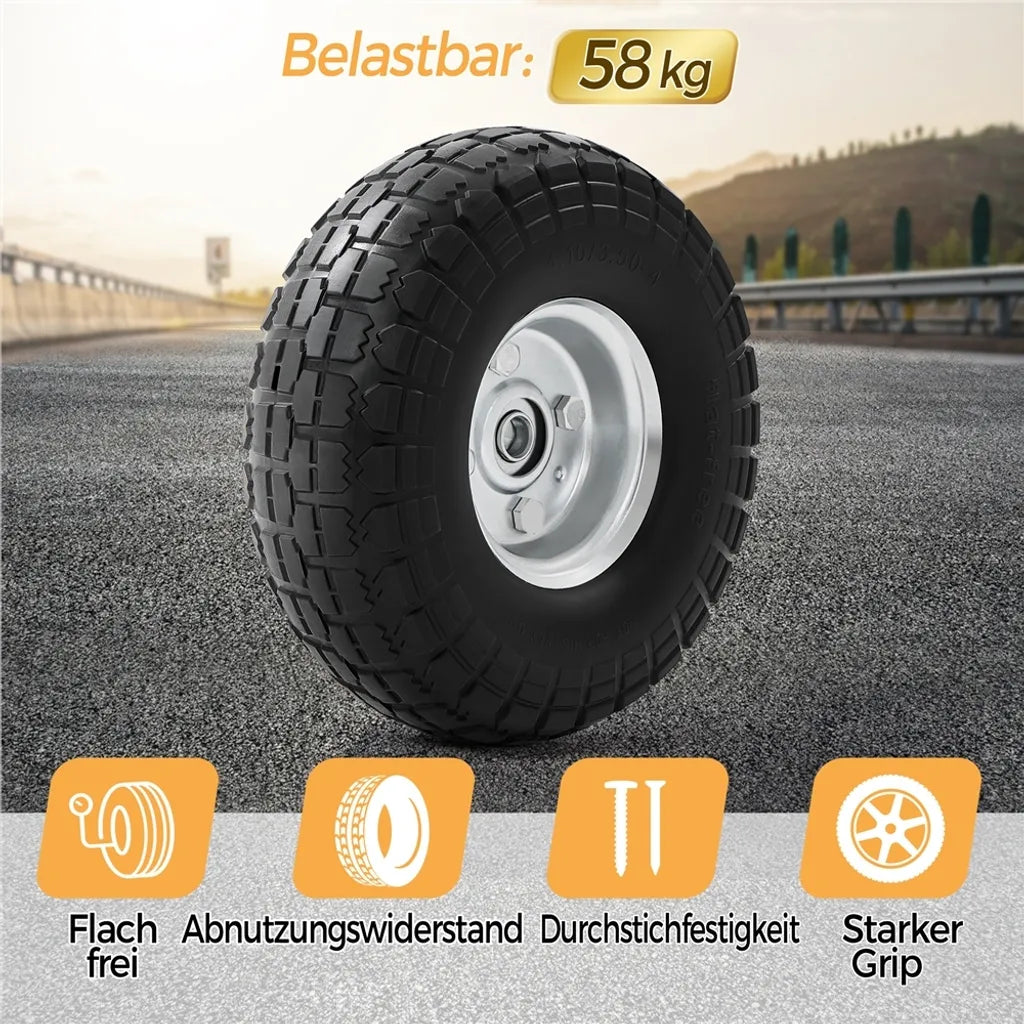Yaheetech Massieve PU Wielen Set van 2 - Ø255 x 80 mm - Lekvrije Steekwagenwielen met 16 mm As