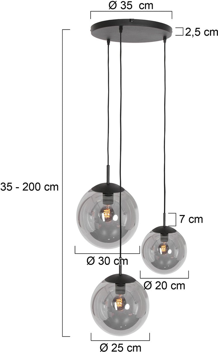 Steinhauer - hanglamp - Bollique LED - zwart - glas metaal - Ø 40cm - E27 - 3123ZW