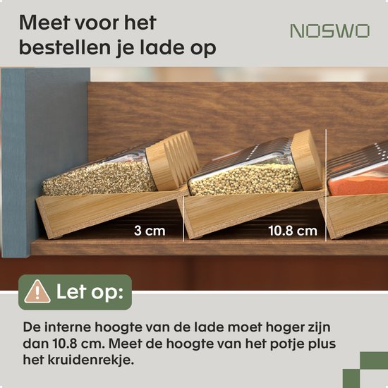 Noswo Kruidenrek Lade - 4 Laags - Voor 28 Kruidenpotjes - RVS - Bamboe