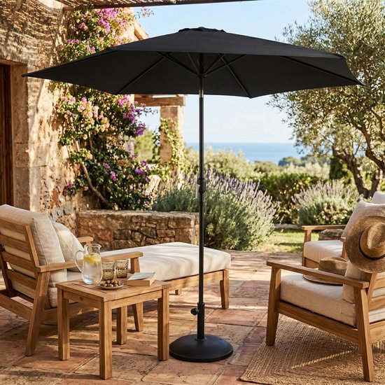 AXI Noor Stokparasol Ø 300cm Antraciet/grijs – Gepoedercoat frame - Kantelbaar