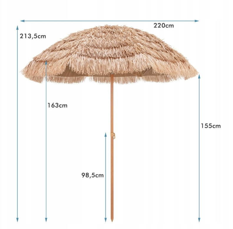 Coast parasol 220 cm – beige met verstelbare kanteling, stevig en windbestendig