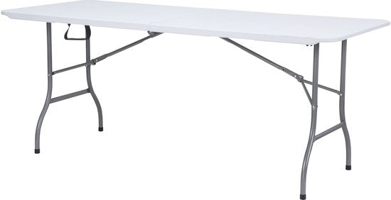 AXI Elba Biertafel opklapbaar – Wit – 180 x 74 x 75 cm – Inklapbaar – Met Handgrepen – Perfect om mee te nemen - Stalen Frame & HDPE Kunststof – Draagbaar & Ruimtebesparend – Tot 150 kg