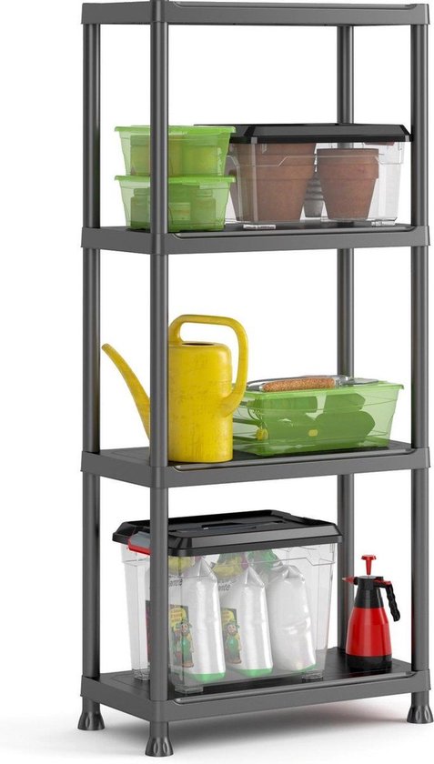Keter Stellingkast Plus 60/4 - Opbergrek met 4 planken - 60x30x135cm - Zwart