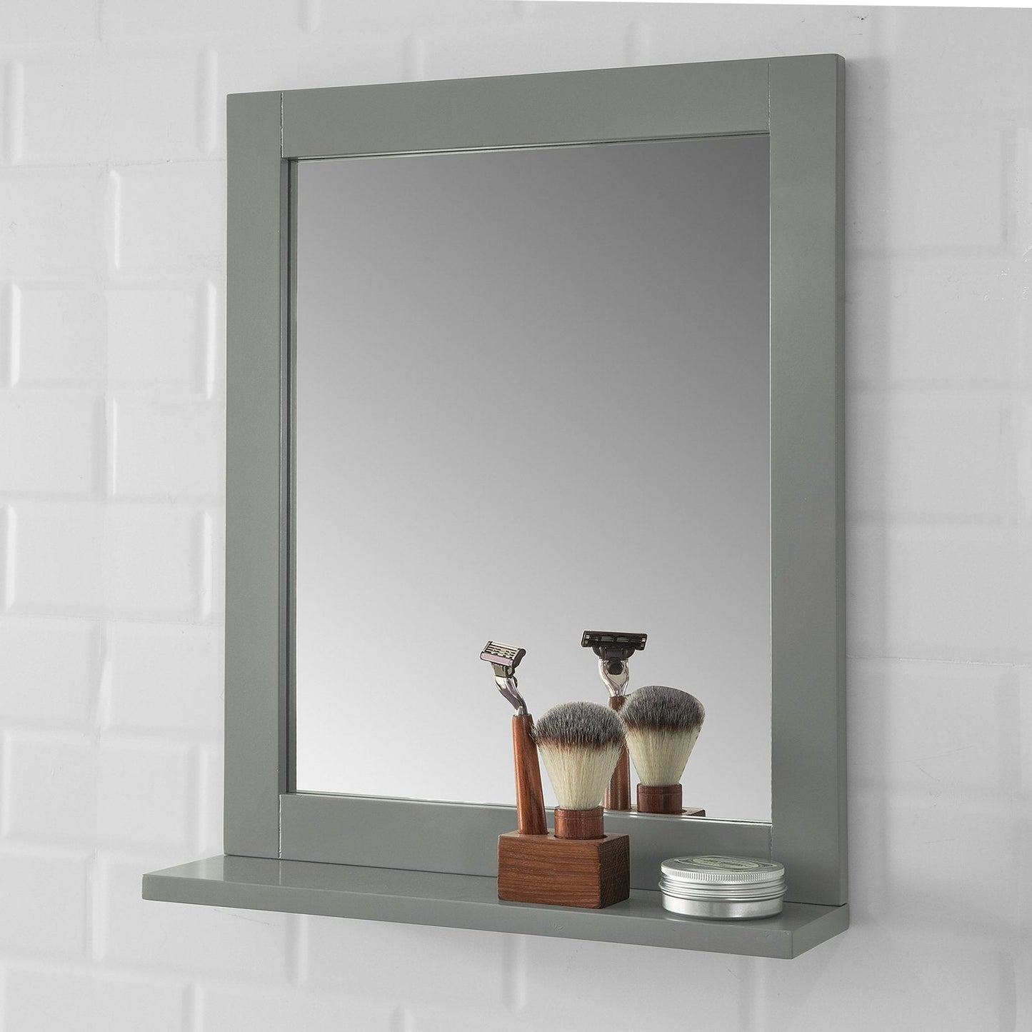 SoBuy Badkamerspiegel Met Plank - Donkergrijs - 40x50x10 cm