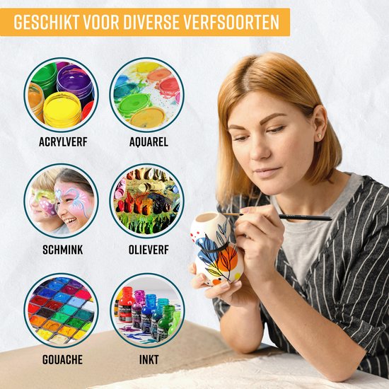 NAPI Penselen Set voor Precisie - 9 Fijne Kwasten in Etui - Miniatuur Schilderen, Modelbouw, Gouache, Warhammer. Geschikt voor Acrylverf, Aquarel, Olieverf, Waterverf, Schmink - Ergonomische Grip - Detail Kwastenset in Houder