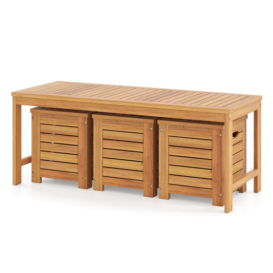 Coast Tuinbank met opbergruimte - 3 opbergvakken - 115 x 45 cm - naturel