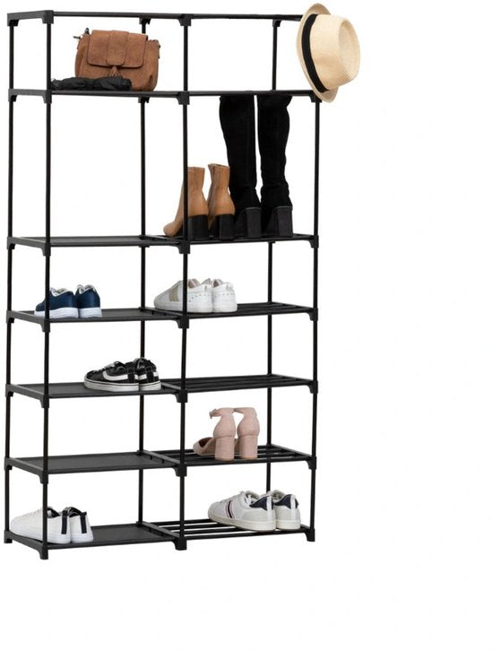 Modulair schoenenrek 8 etages voor 32 paar Five® - Zwart - Eenvoudig monteerbaar
