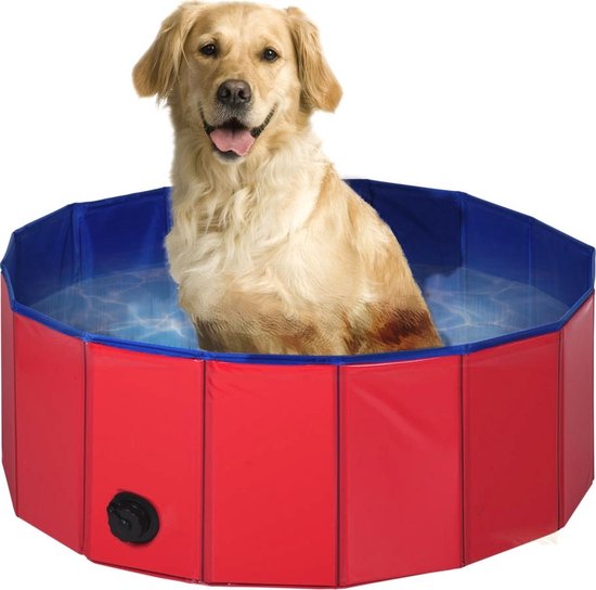 Dierenzwembad - Ø80x30cm - Hondenzwembad - Dierenplonsbassin - Rood/Blauw