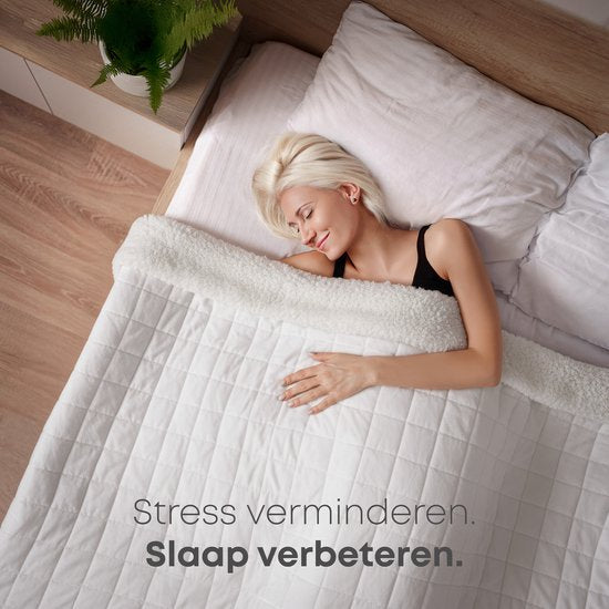 CozySense® Verzwaringsdeken 9 kg - Weighted Blanket - Zwaartedeken - GLASS-Flow® Drukverdeling - 135x200 - Flanelfluweel & Sherpa - Hypoallergeen - Wit