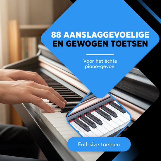 Finesse Digitale Piano - 88 Gewogen Toetsen - met Frame, Pedalen & Kruk - Keyboard Piano - Elektrische Piano - Volwassene & Kind