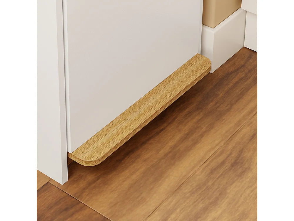 Sobuy afvalbakkast met voetpedaal en lade - Wit met licht eikenlook - 35 × 25 × 101,7 cm