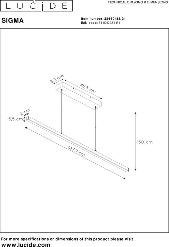 Lucide SIGMA Hanglamp - LED Dimb. - 1x36W 2700K - Wit