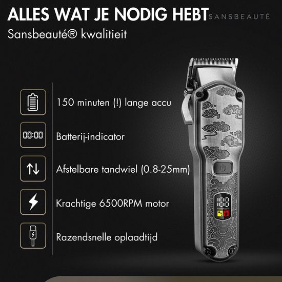 Professionele Draadloze 5-in-1 Tondeuse - Sansbeauté - Tondeuse Mannen Hoofdhaar - Cheveux Haar - Haartrimmer - Kapper Haar Machine - Haartondeuse - Trimmer Baard - Barbe Hair Clipper - Kapper Buddha Trimmer - Barber Set - Kappersset