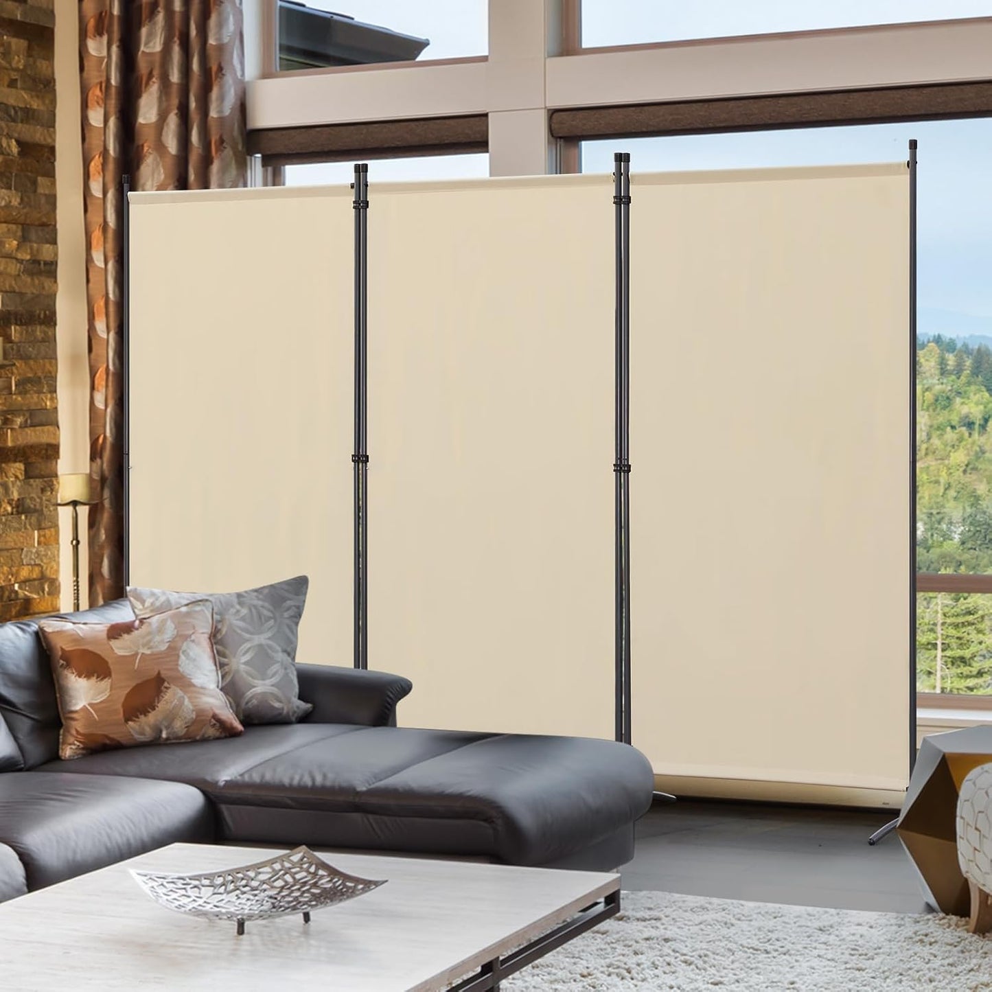 Angel Living Paravent - 3 panelen - opvouwbaar - 243 x 180 cm - beige