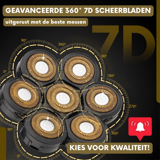 6-in-1 Scheerapparaat Mannen + Extra Scheerkop – Trimmer - Tondeuse - Sansbeauté® SkullSharp Classic | 7 Blade - Skull Shaver - Electric Face & Head Shaver - Hoofd Kaal Scheren – Nat & Droog - Elektrisch